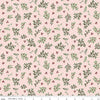 Image of the Mistletoe & Holly Mistletoe Ballerina quilting cotton fabric by Riley Blake Designs. Features leaves on a pink background. Cute Little Fabric Shop