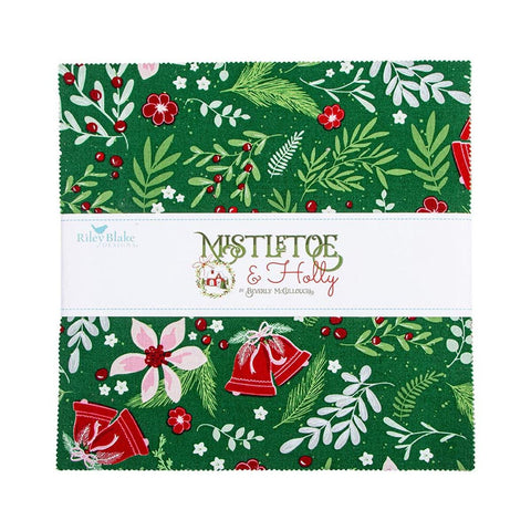 SALE Mistletoe & Holly Layer Cake 10" Stacker Bundle - Riley Blake Designs - 42 piece Precut Pre cut - Christmas - Quilting Cotton Fabric