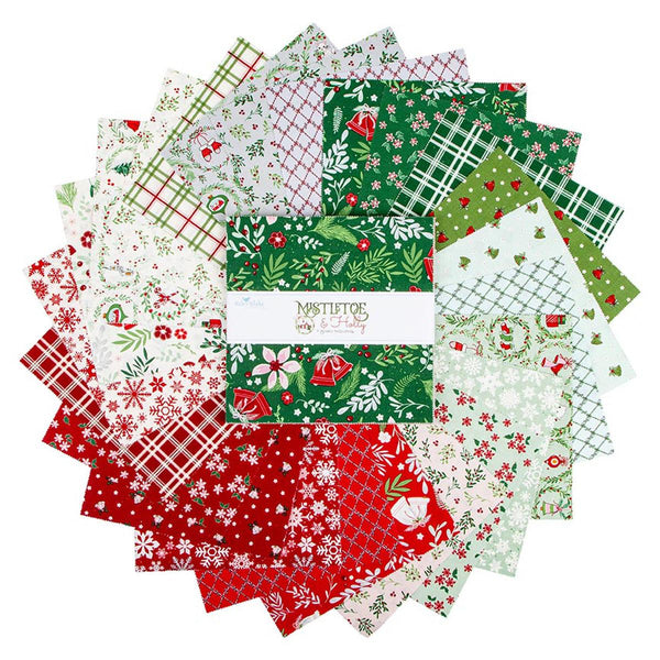 SALE Mistletoe & Holly Layer Cake 10" Stacker Bundle - Riley Blake Designs - 42 piece Precut Pre cut - Christmas - Quilting Cotton Fabric