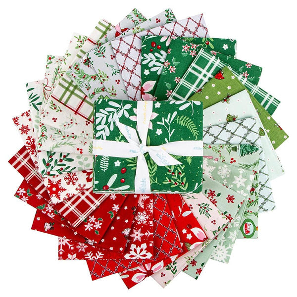 SALE Mistletoe & Holly Fat Quarter Bundle 24 pieces - Riley Blake Designs - Pre cut Precut - Christmas - Quilting Cotton Fabric