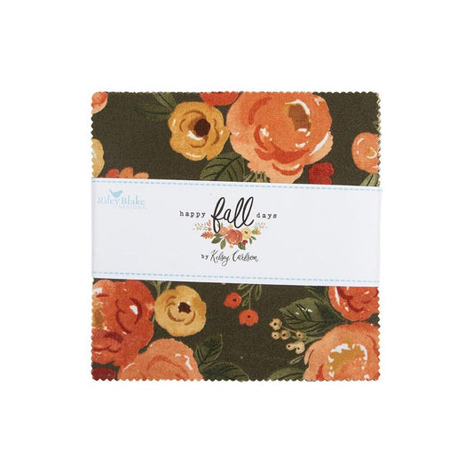 Happy Fall Days Charm Pack 5" Stacker Bundle - Riley Blake Designs - 42-Piece Precut  - Fall Autumn - Quilting Cotton Fabric
