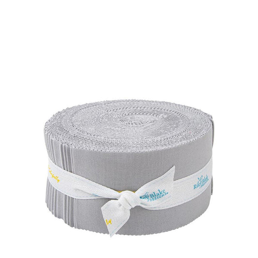 SALE Confetti Cottons Silver 2.5-Inch Rolie Polie Jelly Roll 40-Piece Riley Blake Designs - Precut Bundle - Quilting Cotton Fabric
