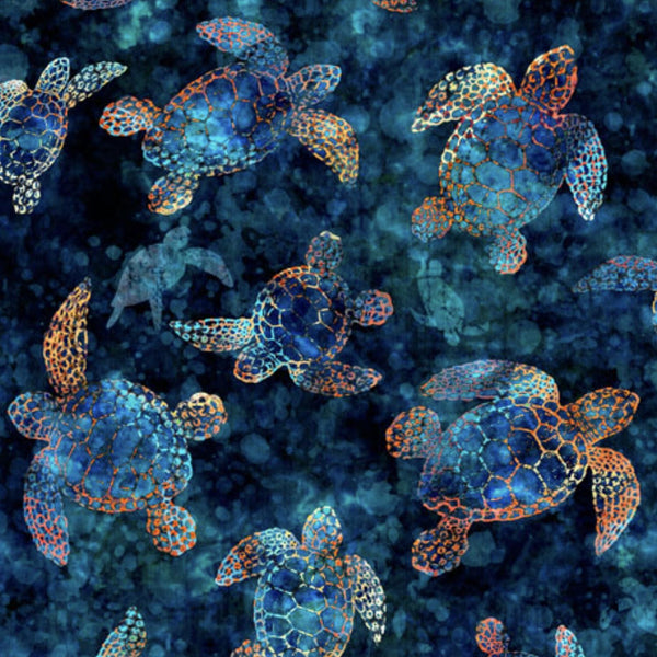 Oceana Sea Turtles 27089 Lagoon W - by QT Fabrics - Ocean Water Sea - Quilting Cotton Fabric