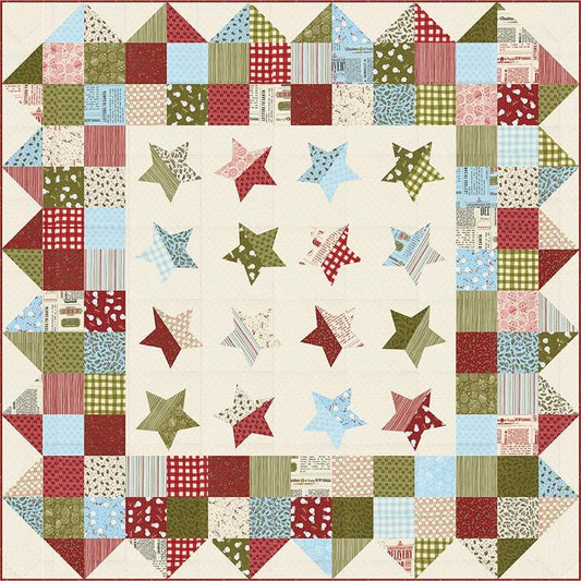 DEAL Emmitt & Ivy Quilt Kit KIT55690 - Moda Fabrics - Pattern Fabric - Stars Starry - Quilting Cotton Fabric