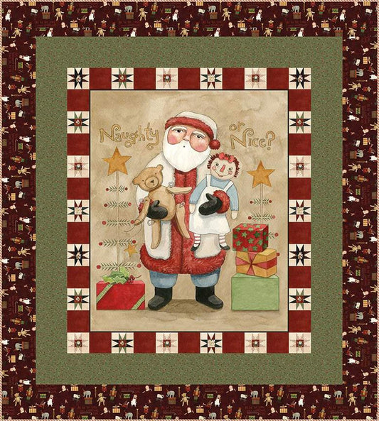 DEAL Naughty or Nice Panel Quilt Kit - Riley Blake Designs - Pattern Fabric  Quilt - Christmas - Quilting Cotton