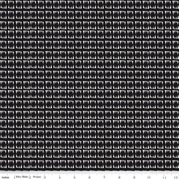Beggar's Night Fangs GC14506 Black GLOW in the DARK - Riley Blake Designs - Halloween Vampire Teeth - Quilting Cotton Fabric
