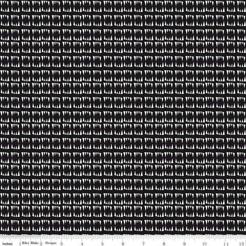 Beggar's Night Fangs GC14506 Black GLOW in the DARK - Riley Blake Designs - Halloween Vampire Teeth - Quilting Cotton Fabric