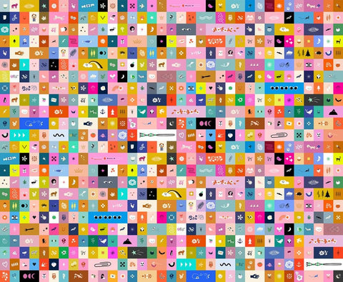 Selvedge Magic Icons Text RS5181 Multi - Moda Fabrics - Pictures Alphabet - Ruby Star Society - Cotton Fabric