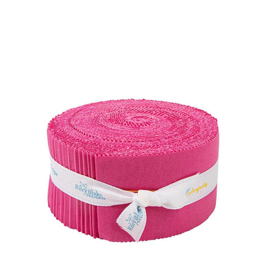 SALE Confetti Cottons Riley Hot Pink 2.5-Inch Rolie Polie Jelly Roll 40-Piece Riley Blake Designs - Precut Bundle - Quilting Cotton Fabric