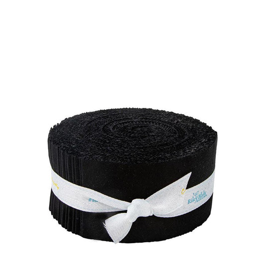SALE Confetti Cottons Pitch Black 2.5-Inch Rolie Polie Jelly Roll 40-Piece Riley Blake Designs - Precut Bundle - Quilting Cotton Fabric