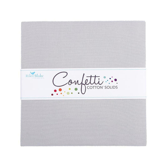 SALE Confetti Cottons Silver Layer Cake 10" Stacker Bundle - Riley Blake - 42-Piece Precut  - Solid - Quilting Cotton Fabric