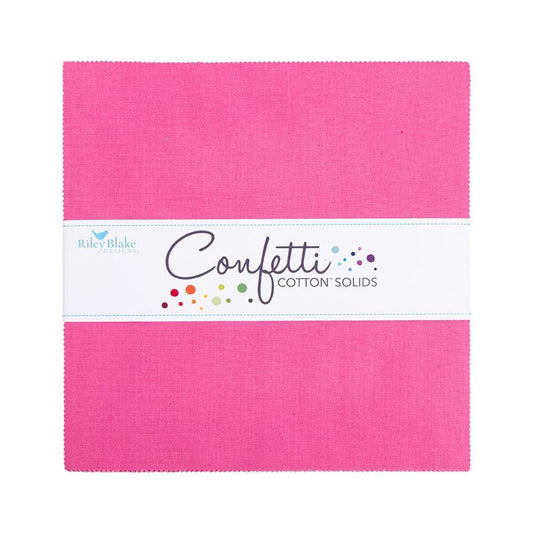 SALE Confetti Cottons Riley Hot Pink Layer Cake 10" Stacker Bundle - Riley Blake - 42-Piece Precut  - Solid - Quilting Cotton Fabric
