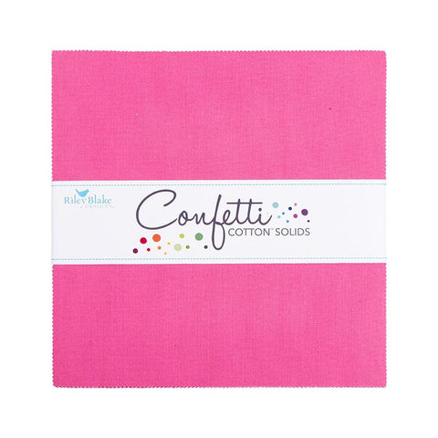 SALE Confetti Cottons Riley Hot Pink Layer Cake 10" Stacker Bundle - Riley Blake - 42 piece Precut Pre cut - Solid - Quilting Cotton Fabric
