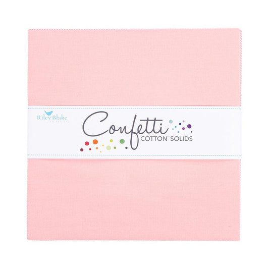 SALE Confetti Cottons Pretty in Pink Layer Cake 10" Stacker Bundle - Riley Blake - 42-Piece Precut  - Solid - Quilting Cotton Fabric