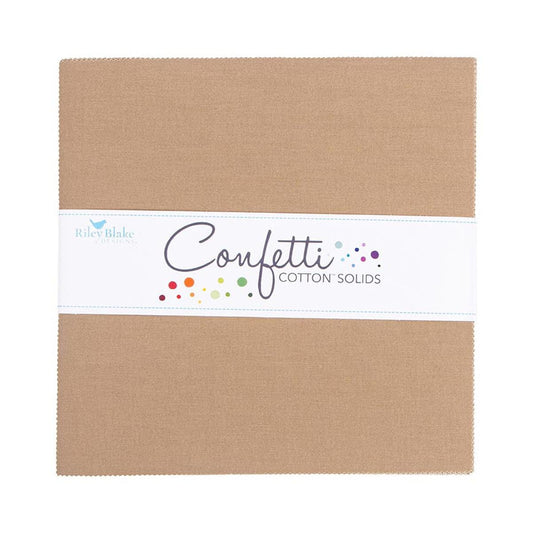 DEAL Confetti Cottons Pebble Layer Cake 10" Stacker Bundle - Riley Blake - 42-Piece Precut  - Solid - Quilting Cotton Fabric