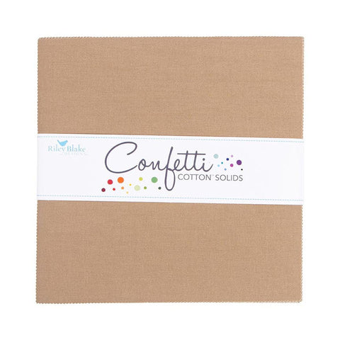 SALE Confetti Cottons Pebble Layer Cake 10" Stacker Bundle - Riley Blake - 42 piece Precut Pre cut - Solid - Quilting Cotton Fabric