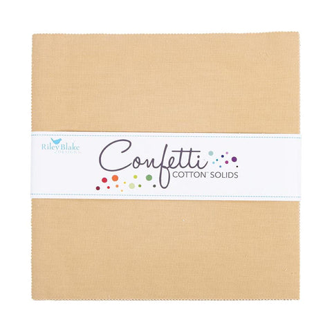 SALE Confetti Cottons Palomino Layer Cake 10" Stacker Bundle - Riley Blake - 42 piece Precut Pre cut - Solid - Quilting Cotton Fabric