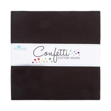 SALE Confetti Cottons Licorice Layer Cake 10" Stacker Bundle - Riley Blake - 42-Piece Precut  - Solid - Quilting Cotton Fabric
