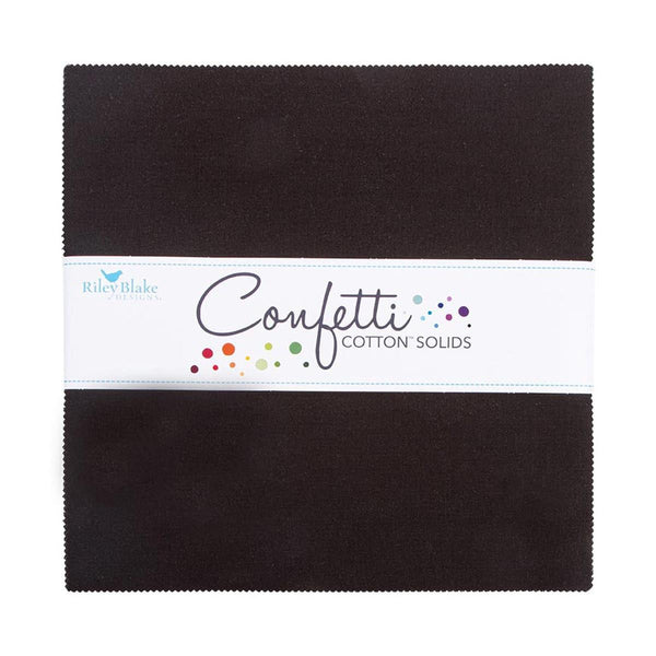 SALE Confetti Cottons Licorice Layer Cake 10" Stacker Bundle - Riley Blake - 42 piece Precut Pre cut - Solid - Quilting Cotton Fabric