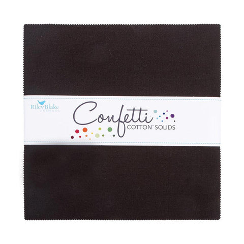 SALE Confetti Cottons Licorice Layer Cake 10" Stacker Bundle - Riley Blake - 42 piece Precut Pre cut - Solid - Quilting Cotton Fabric
