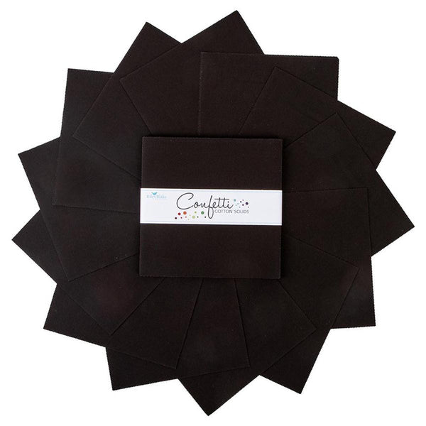 SALE Confetti Cottons Licorice Layer Cake 10" Stacker Bundle - Riley Blake - 42 piece Precut Pre cut - Solid - Quilting Cotton Fabric