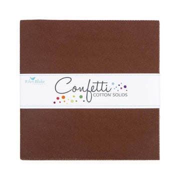 SALE Confetti Cottons Brownie Layer Cake 10" Stacker Bundle - Riley Blake - 42-Piece Precut  - Solid - Quilting Cotton Fabric