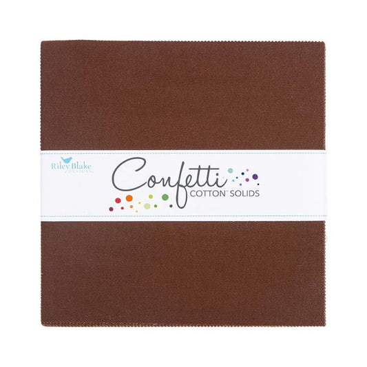 SALE Confetti Cottons Brownie Layer Cake 10" Stacker Bundle - Riley Blake - 42-Piece Precut  - Solid - Quilting Cotton Fabric