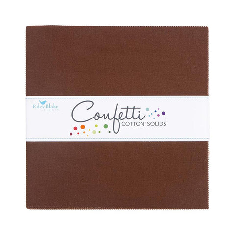 SALE Confetti Cottons Brownie Layer Cake 10" Stacker Bundle - Riley Blake - 42 piece Precut Pre cut - Solid - Quilting Cotton Fabric