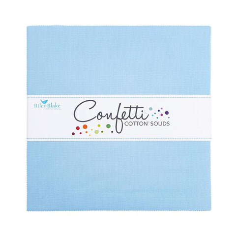 SALE Confetti Cottons Boy Blue Layer Cake 10" Stacker Bundle - Riley Blake - 42 piece Precut Pre cut - Solid - Quilting Cotton Fabric