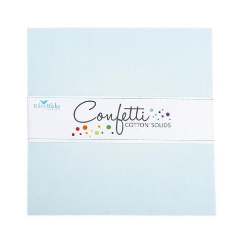 SALE Confetti Cottons Bleached Denim Layer Cake 10" Stacker Bundle - Riley Blake - 42 piece Precut Pre cut - Solid - Quilting Cotton Fabric