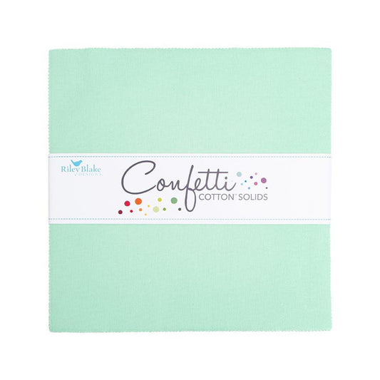 SALE Confetti Cottons Sweet Mint Layer Cake 10" Stacker Bundle - Riley Blake - 42-Piece Precut  - Solid - Quilting Cotton Fabric
