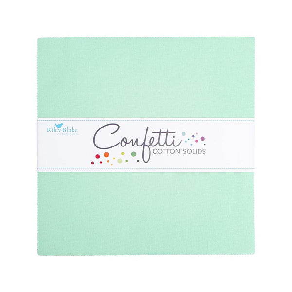SALE Confetti Cottons Sweet Mint Layer Cake 10" Stacker Bundle - Riley Blake - 42 piece Precut Pre cut - Solid - Quilting Cotton Fabric