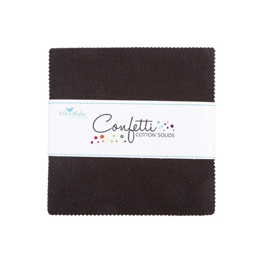 SALE Confetti Cottons Licorice Charm Pack 5" Stacker Bundle - Riley Blake Designs - 42-Piece Precut  - Quilting Cotton Fabric