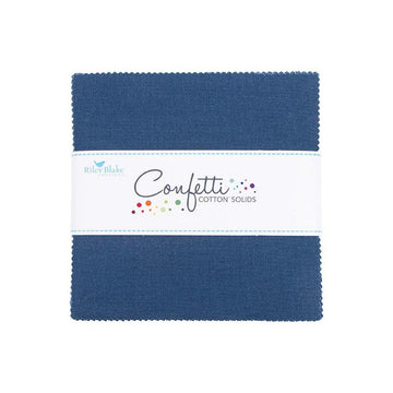 SALE Confetti Cottons Oxford Blue Charm Pack 5" Stacker Bundle - Riley Blake Designs - 42-Piece Precut  - Quilting Cotton Fabric