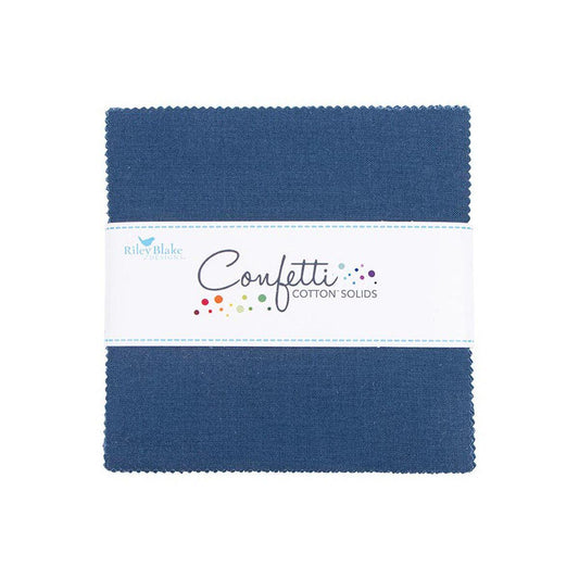 SALE Confetti Cottons Oxford Blue Charm Pack 5" Stacker Bundle - Riley Blake Designs - 42-Piece Precut  - Quilting Cotton Fabric
