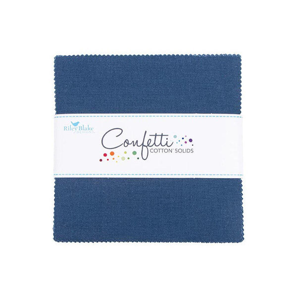 SALE Confetti Cottons Oxford Blue Charm Pack 5" Stacker Bundle - Riley Blake Designs - 42 piece Precut Pre cut - Quilting Cotton Fabric