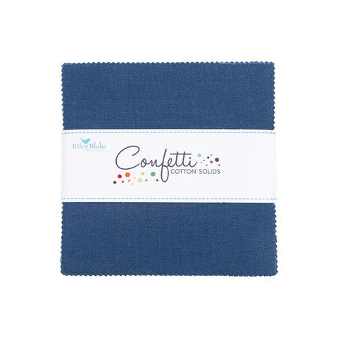 SALE Confetti Cottons Oxford Blue Charm Pack 5" Stacker Bundle - Riley Blake Designs - 42 piece Precut Pre cut - Quilting Cotton Fabric