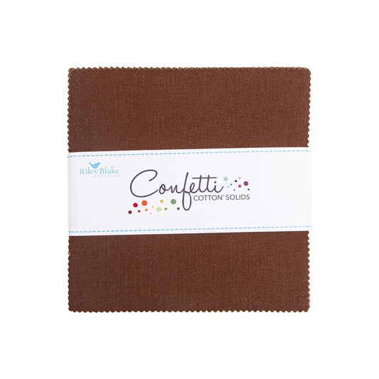 SALE Confetti Cottons Brownie Charm Pack 5" Stacker Bundle - Riley Blake Designs - 42-Piece Precut  - Quilting Cotton Fabric