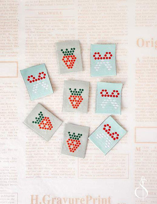 SALE Mosaic Woven Labels P178-SIWL10 - Riley Blake Designs - Minki Kim - Double Sided - Machine Washable - Polyester - Set of 8 Labels