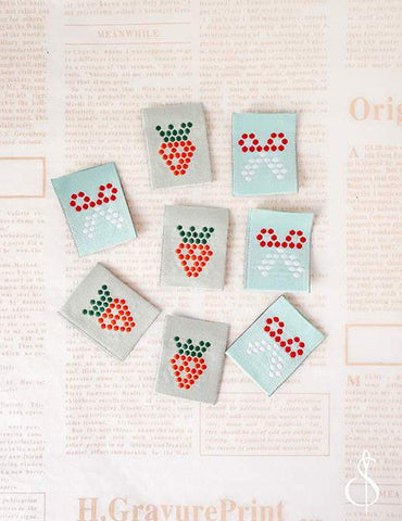 Mosaic Woven Labels P178-SIWL10 - Riley Blake Designs - Minki Kim - Double Sided - Machine Washable - Polyester - Set of 8 Labels
