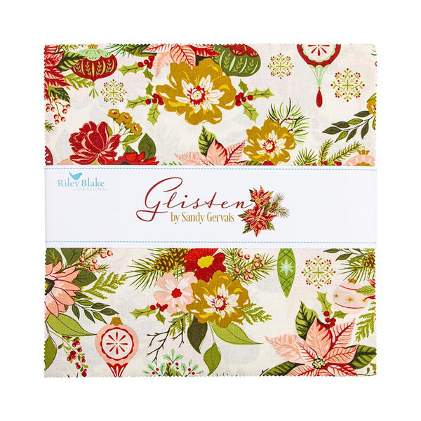 SALE Glisten Layer Cake 10" Stacker Bundle - Riley Blake Designs - 42 piece Precut Pre cut - Christmas - Quilting Cotton Fabric