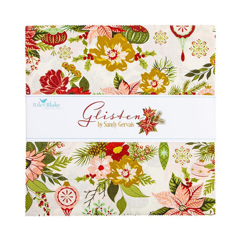 SALE Glisten Layer Cake 10" Stacker Bundle - Riley Blake Designs - 42 piece Precut Pre cut - Christmas - Quilting Cotton Fabric