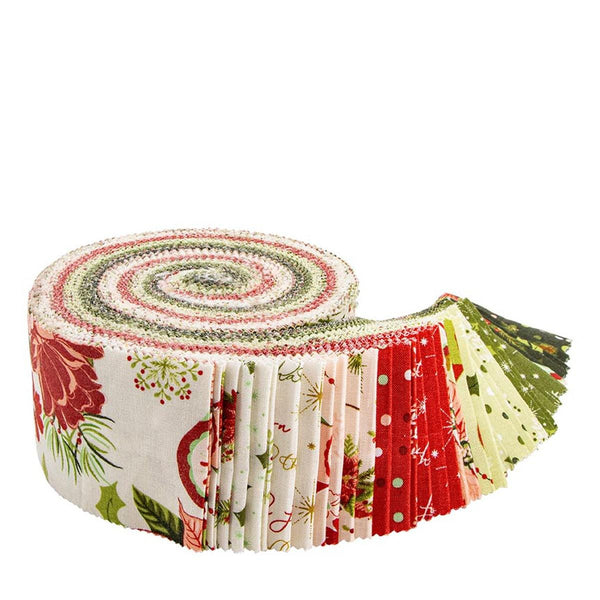 SALE Glisten 2.5 Inch Rolie Polie Jelly Roll 40 pieces - Riley Blake - Precut Pre cut Bundle - Holiday Winter - Quilting Cotton Fabric