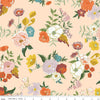 Image of the Winged Medley Main Blush quilting cotton fabric. Features flowers on a pink background. Cute Little Fabric Shop