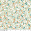 Image of the Winged Medley Petals Sage quilting cotton fabric. Features petals on a green background. Cute Little Fabric Shop