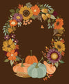 DEAL The Awe of Autumn Autumn Wreath Panel PD16198 Brown - Riley Blake Designs - DIGITALLY PRINTED - Gourd Floral  - Quilting Cotton Fabric