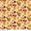 Image of the Awe of Autumn Leaves Latte quilting cotton fabric by Riley Blake Designs. Features leaves on a beige background. Cute Little Fabric Shop