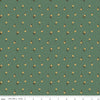 Image of the Awe of Autumn Flower Toss Pine quilting cotton fabric by Riley Blake Designs. Features flowers on a green background. Cute Little Fabric Shop