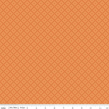Image of the Awe of Autumn Grid Creamsicle quilting cotton fabric by Riley Blake Designs. Features lines on an orange background. Cute Little Fabric Shop