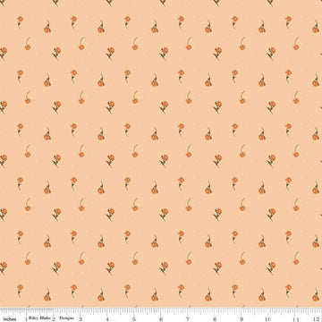 Image of the Awe of Autumn Flower Toss Blush quilting cotton fabric by Riley Blake Designs. Features flowers on a pink background. Cute Little Fabric Shop